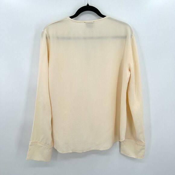 FORTE FORTE Cream Ivory Crepe V-Neck Boxy Blouse Top Quiet Luxury Size Medium - Picture 5 of 10